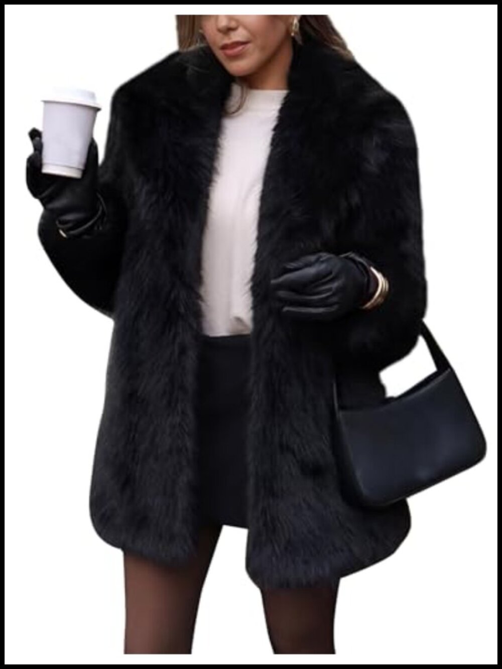 Flygo Women's Faux Fur Long Sleeve Winter Coat